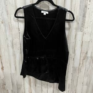New Kensie Black Satin Asymmetrical Tank Blouse Goth Sexy Date Night Small